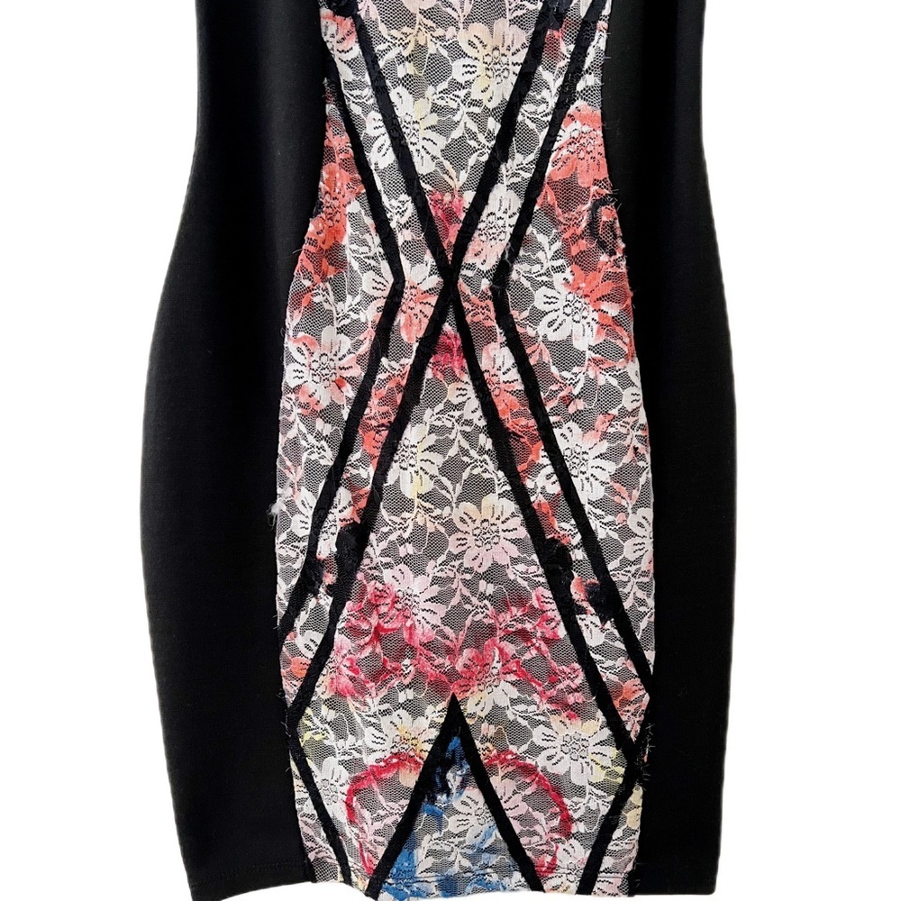 Material Girl- Black Sleeveless Dress with Lace Overlay (XS) - Picture 6 of 8
